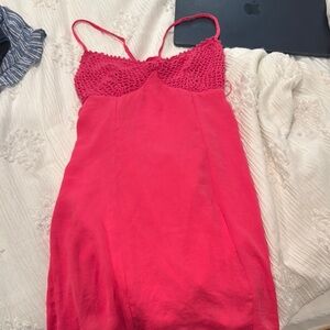 Red Sleeveless Dress with Crochet Detail